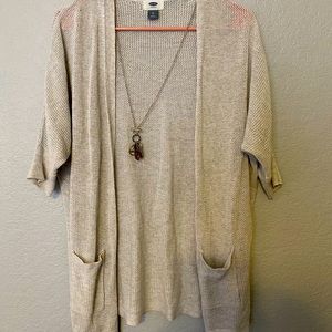 Old navy cream colored long open front cardigan.